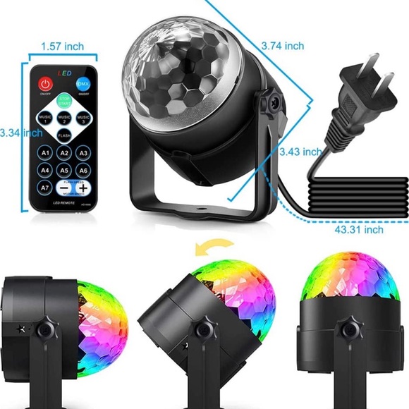 LED Party Light Disco Ball Dancing Stage Lights Remote Control Auto Sound Mode - Picture 3 of 12